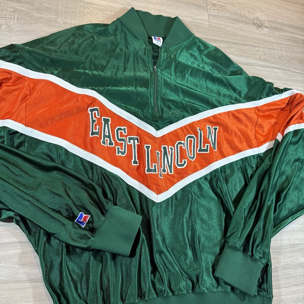 Vintage Russell‎ Warm Up  Sweatshirt Large East Lincoln Mustangs 90s USA  SZ 44